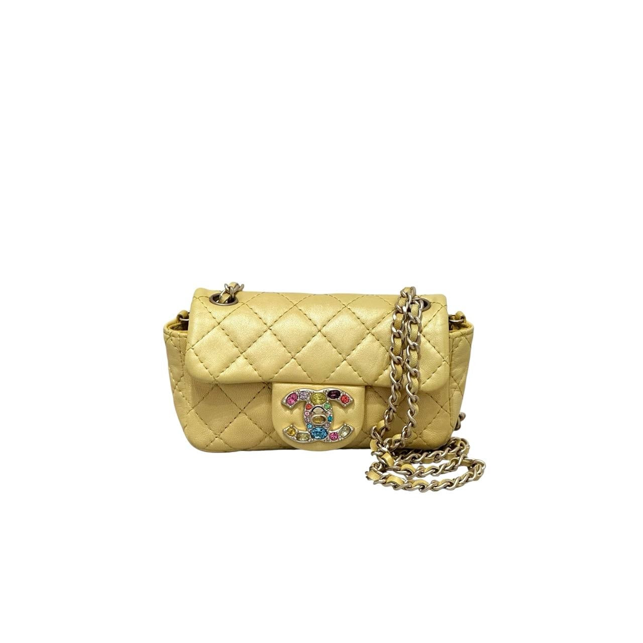 Chanel Iridescent Yellow Lambskin Extra Mini Jewel Flap Bag Pre-owned