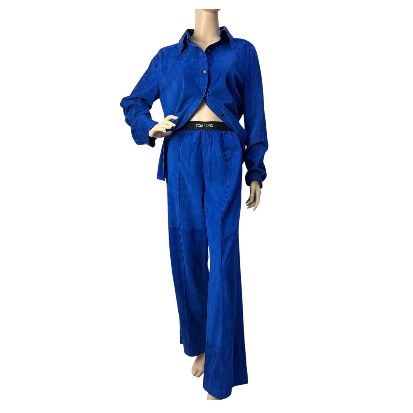 Tom Ford 2021 Colbat Blue Shirt Pants Set Suit Sz.42 US10 Pre-owned