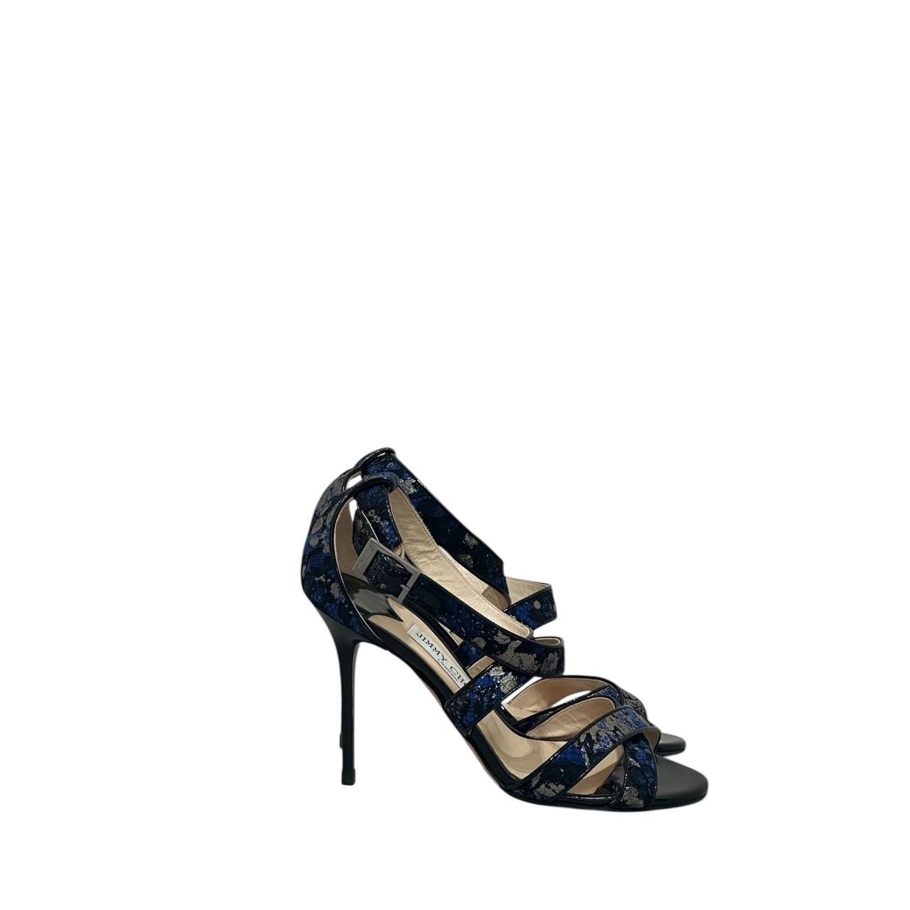 Jimmy Choo Blue Crossover Strap Sandals - Sz 37.5 Pre-owned