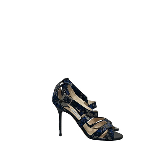 Jimmy Choo Blue Crossover Strap Sandals - Sz 37.5 Pre-owned