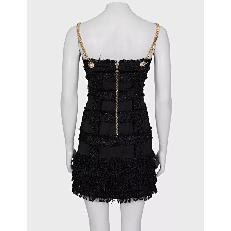 Balmain Black Gold Straps Dress  Sz.S Pre-owned