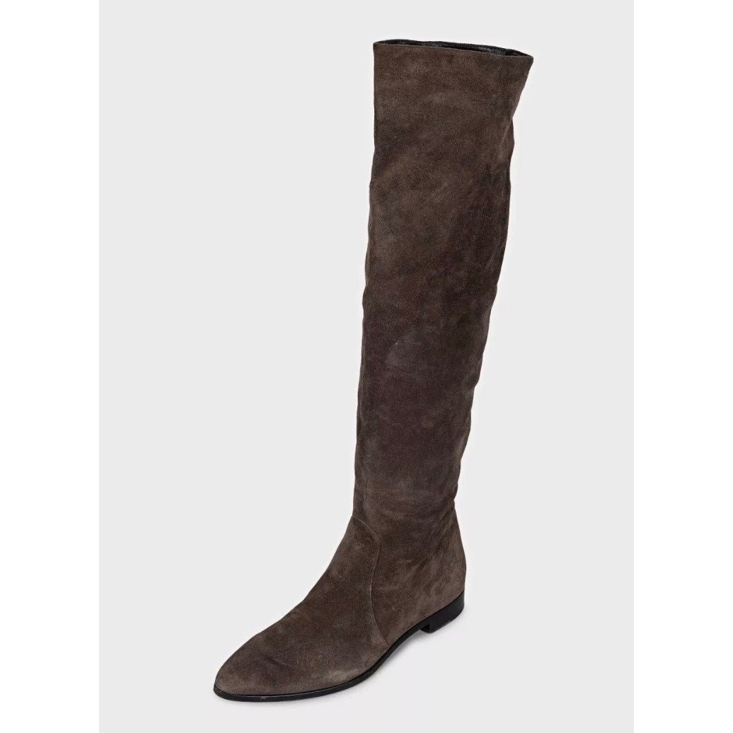Prada Brown Suede Pointed Toe Zip Boots EU 38 Pre-owned