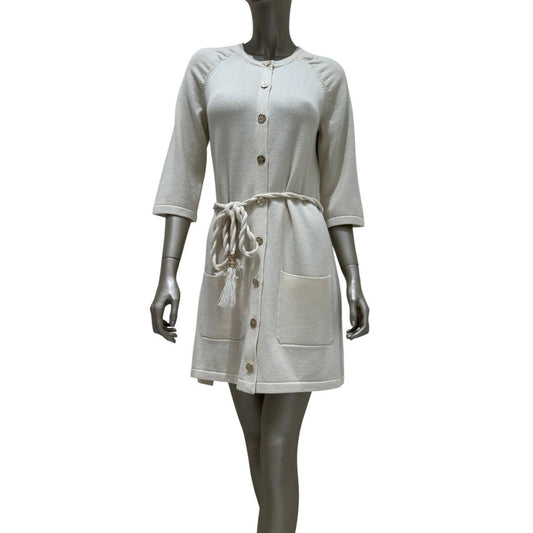 Chanel Cream Cashmere Knit Dress & Cardigan, FR 40 Pre-owned