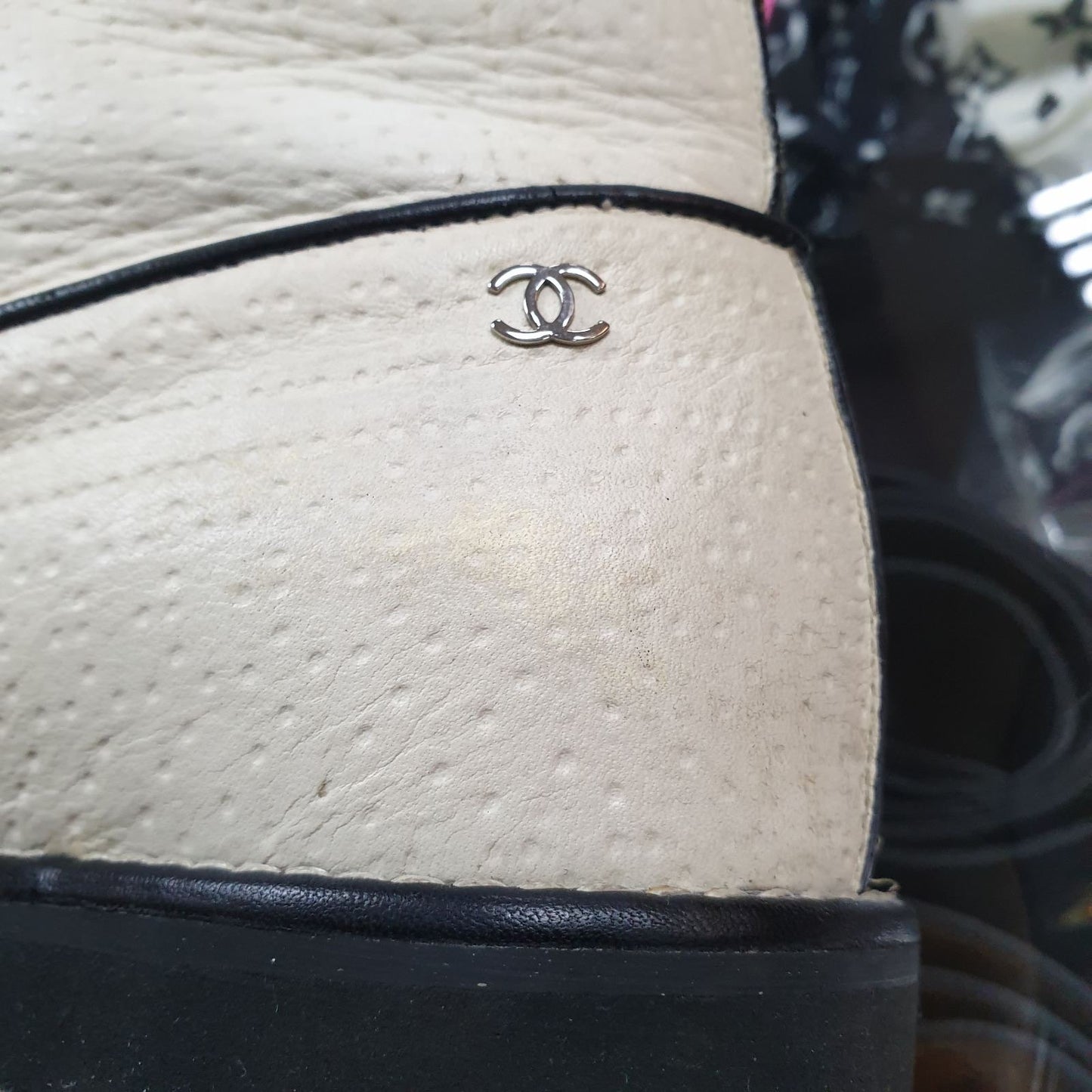 Authentic Chanel Black & Beige Combat Boots - Size 40 Pre-owned