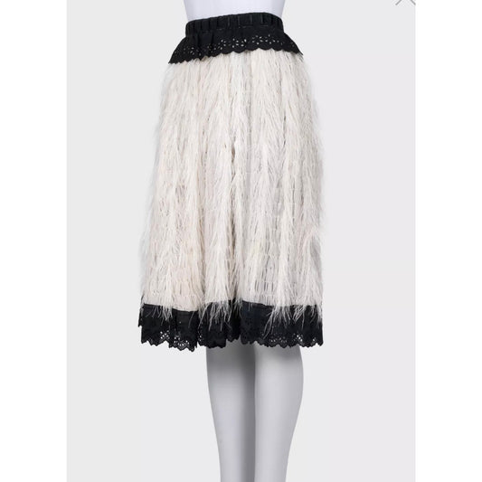 Dolce & Gabbana Lace Feather Skirt - Black/White - IT40/S Pre-owned