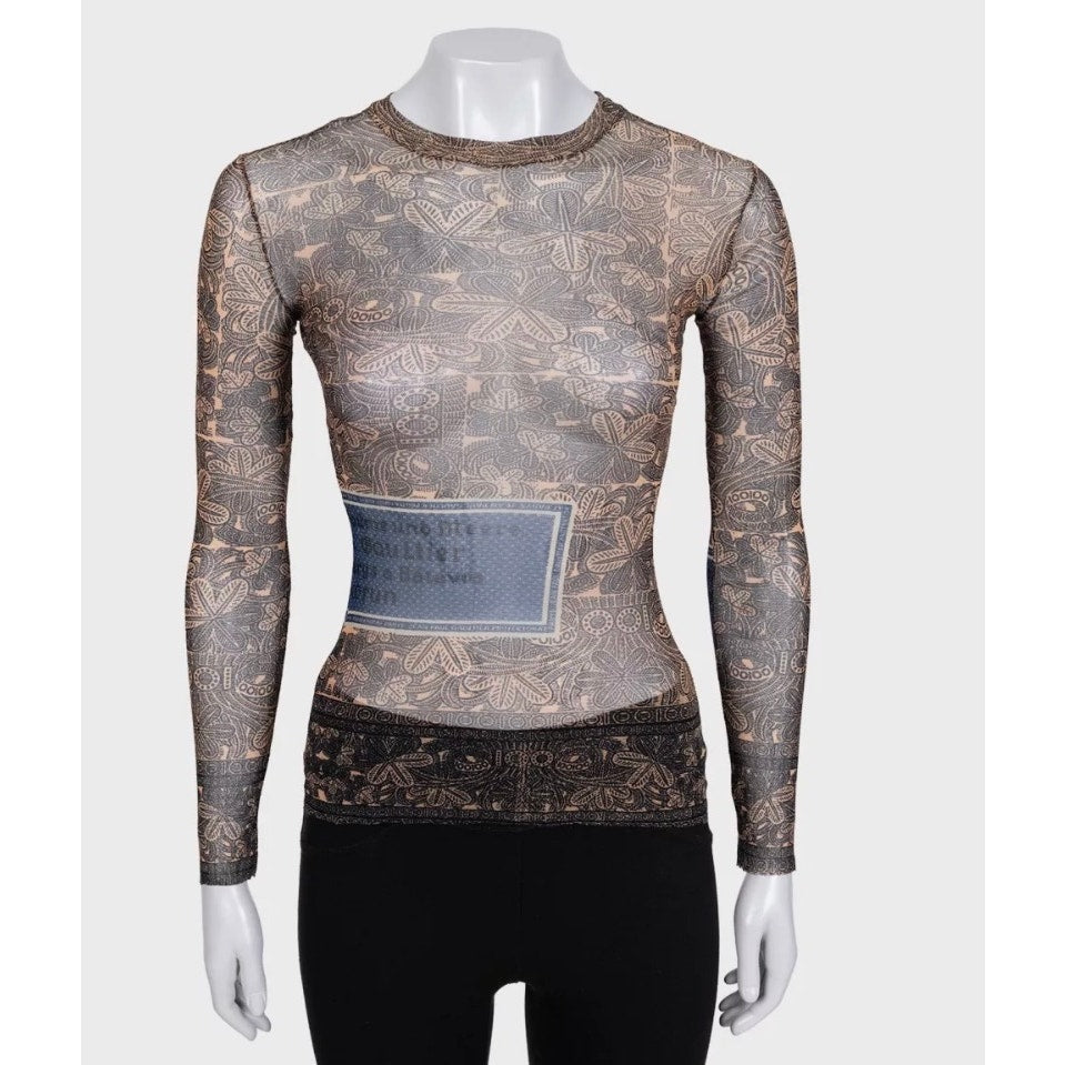 NWOR Jean Paul Gaultier Vintage Printed Long Sleeve Top XXS Pre-owned