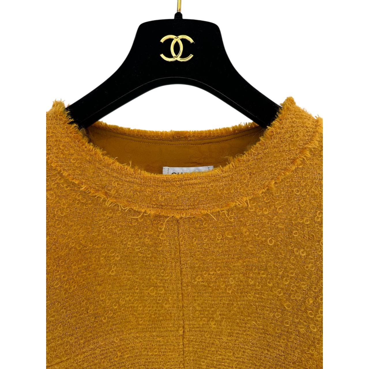 Chanel Mustard Tweed Long Sleeve Top - Sz. 38 pre-owned