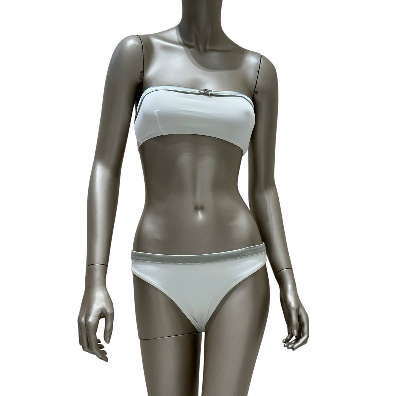 Chanel White CC Logo Two-Piece Bikini - Size 38 Pre-owned