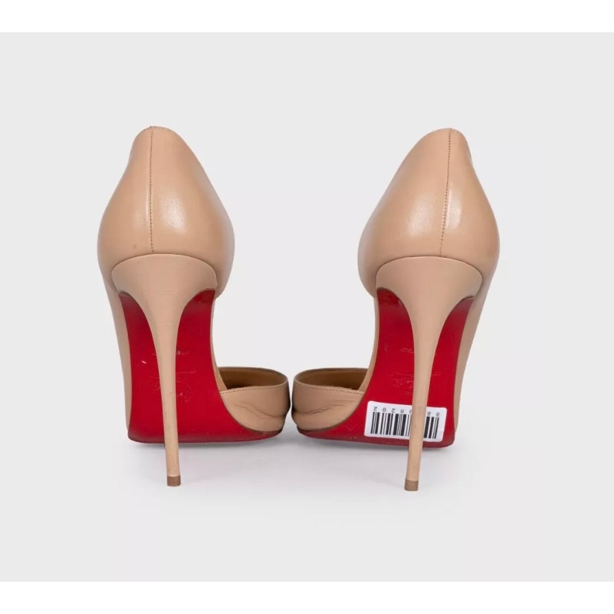 Christian Louboutin Culturella Beige Leather Spike Pumps Sz.38 pre-owned