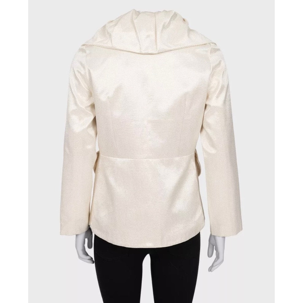 Chloé White Fitted Jacket with Voluminous Collar Sz.40 Pre-owned