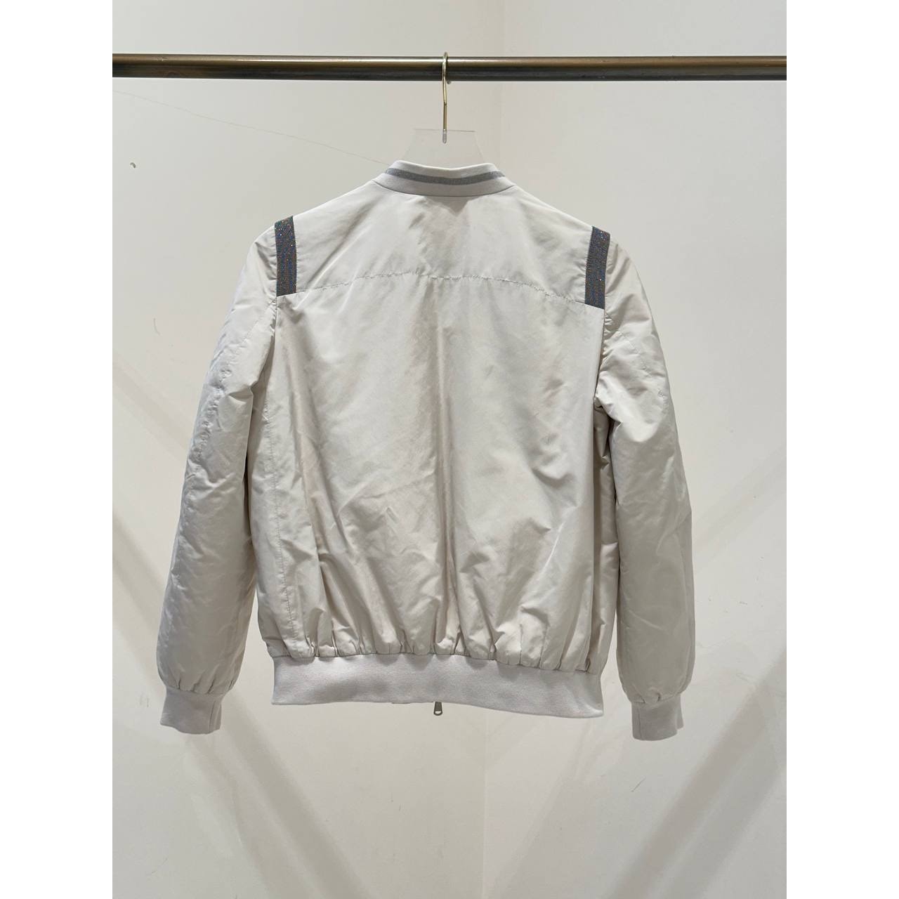 Brunello Cucinelli Quilted Silk Blend Bomber Jacket Sz.40 pre-owned