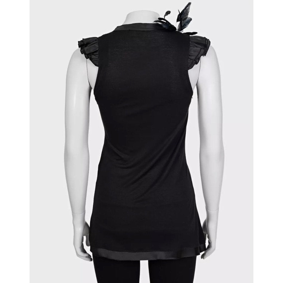 Valentino Black Embellished Viscose T-Shirt - US 4 Pre-owned