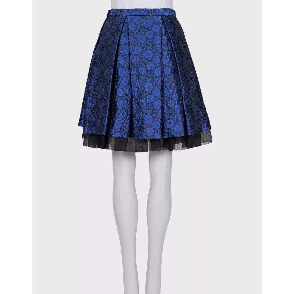 Christian Dior Blue Floral Silk Skirt - Sz M (EU 42) pre-owned