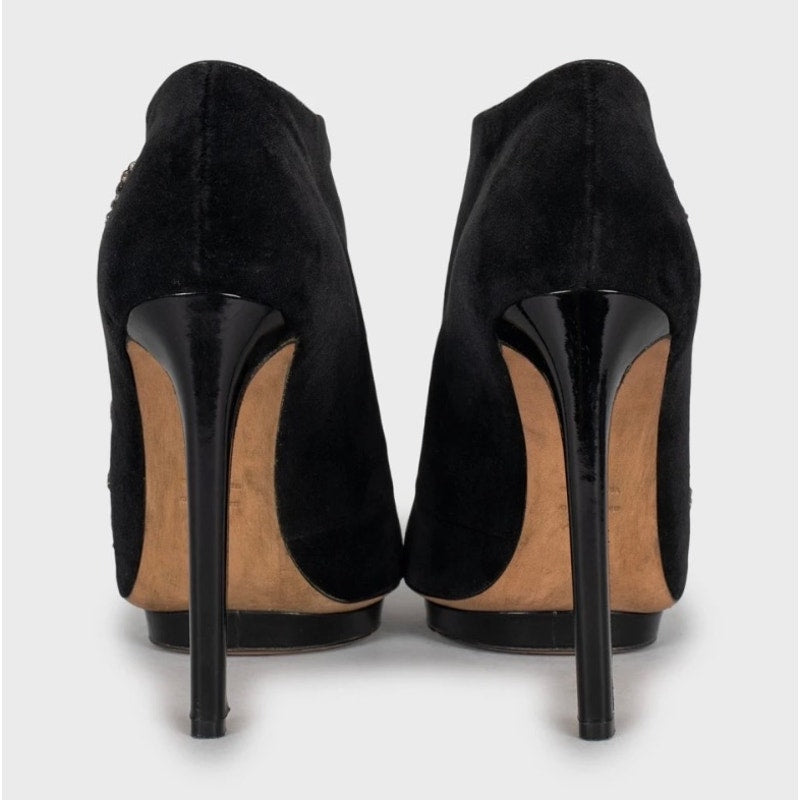 Alexander McQueen Black Suede Crystal Embellished Pumps sz.39 pre-owned