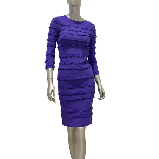 Сhristian Dior Purple Ruffle Shift Dress - Size 38 Pre-owned