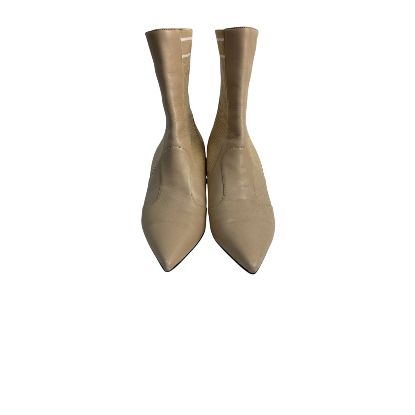 Fendi beige ankle boots with stretch-knit panel Sz.38 Pre-owned