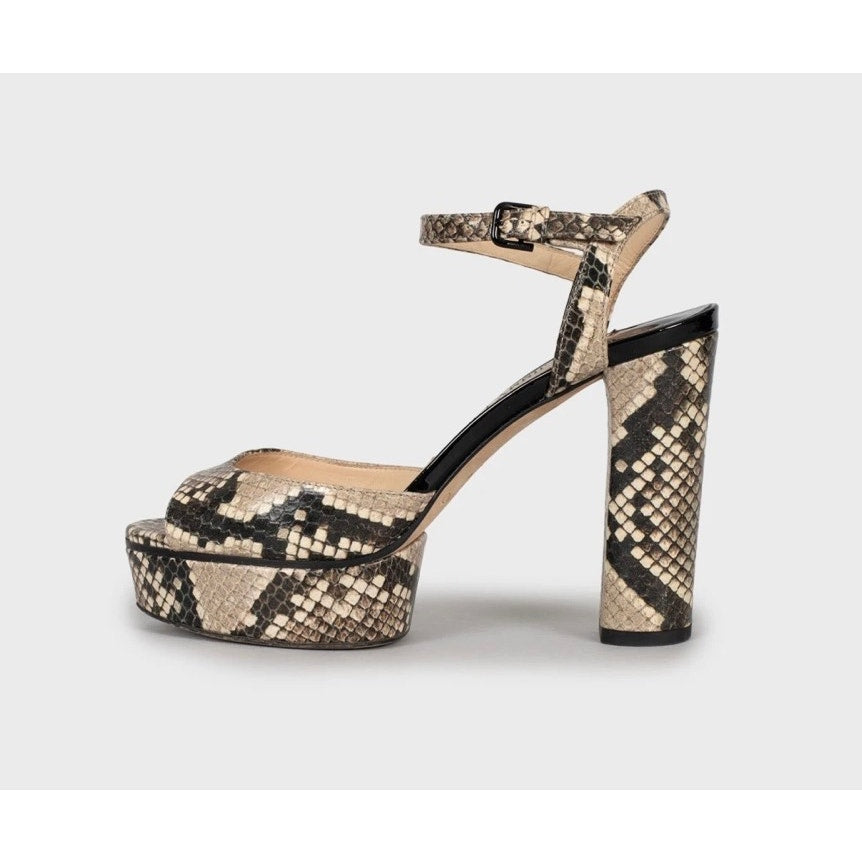 Jimmy Choo Animal Print Leather Block Heel Sandals 36 Pre-owned