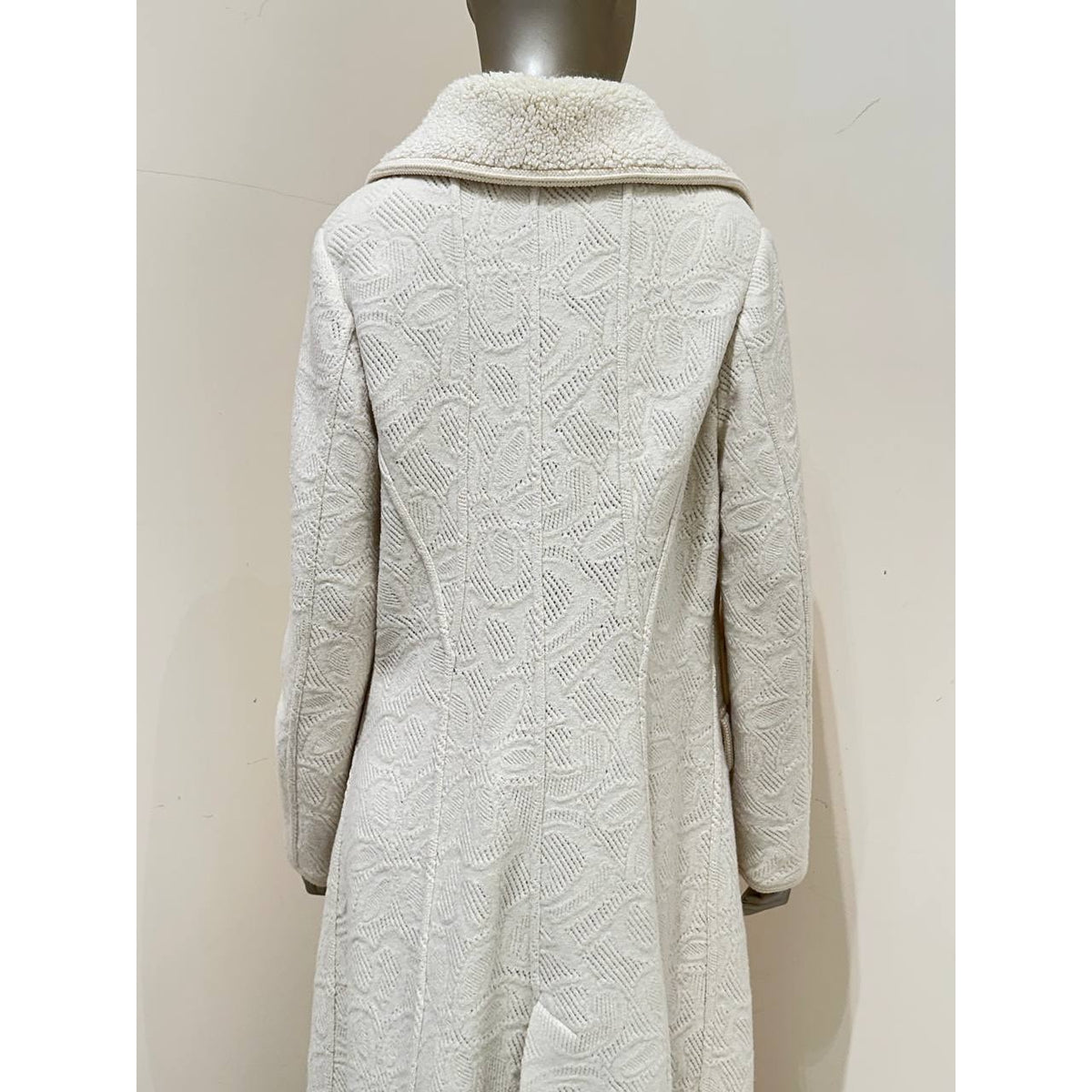 Ermanno Scervino White Wool Mohair Silk Coat Size IT 48 Pre-owned