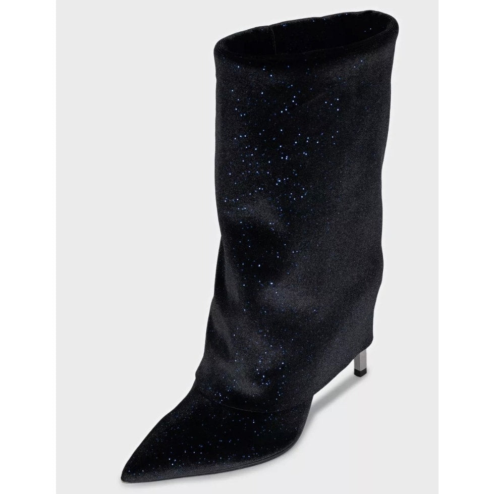 Balmain Blue Sequin Pointed Toe Stiletto Boots Sz.37 Pre-owned
