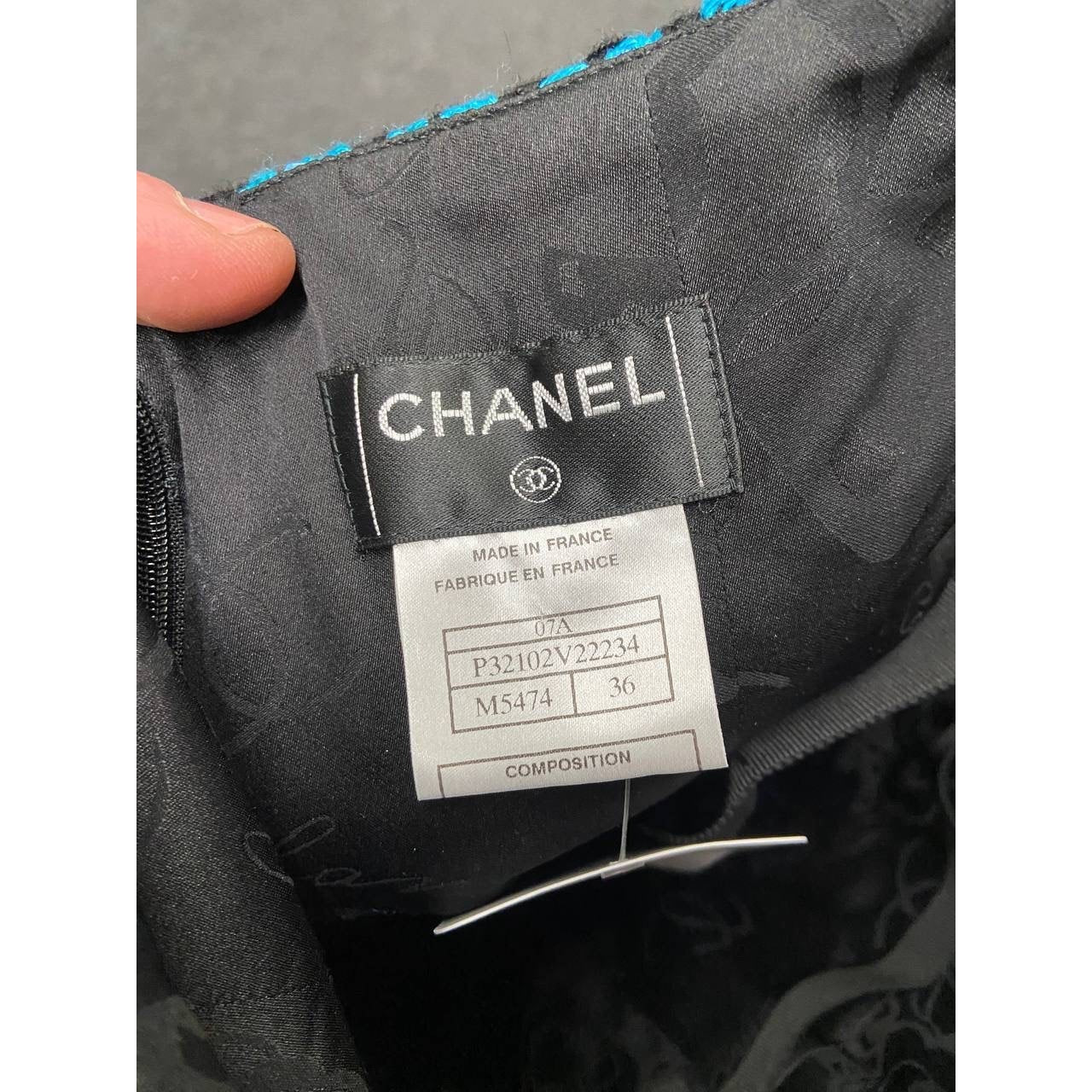 Chanel Black Geometric Wool Skirt - Size EU36/XS  Pre-owned