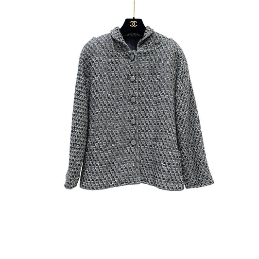 Chanel 2013 Black White Silver Lurex Tweed Jacket - Size S Pre-owned