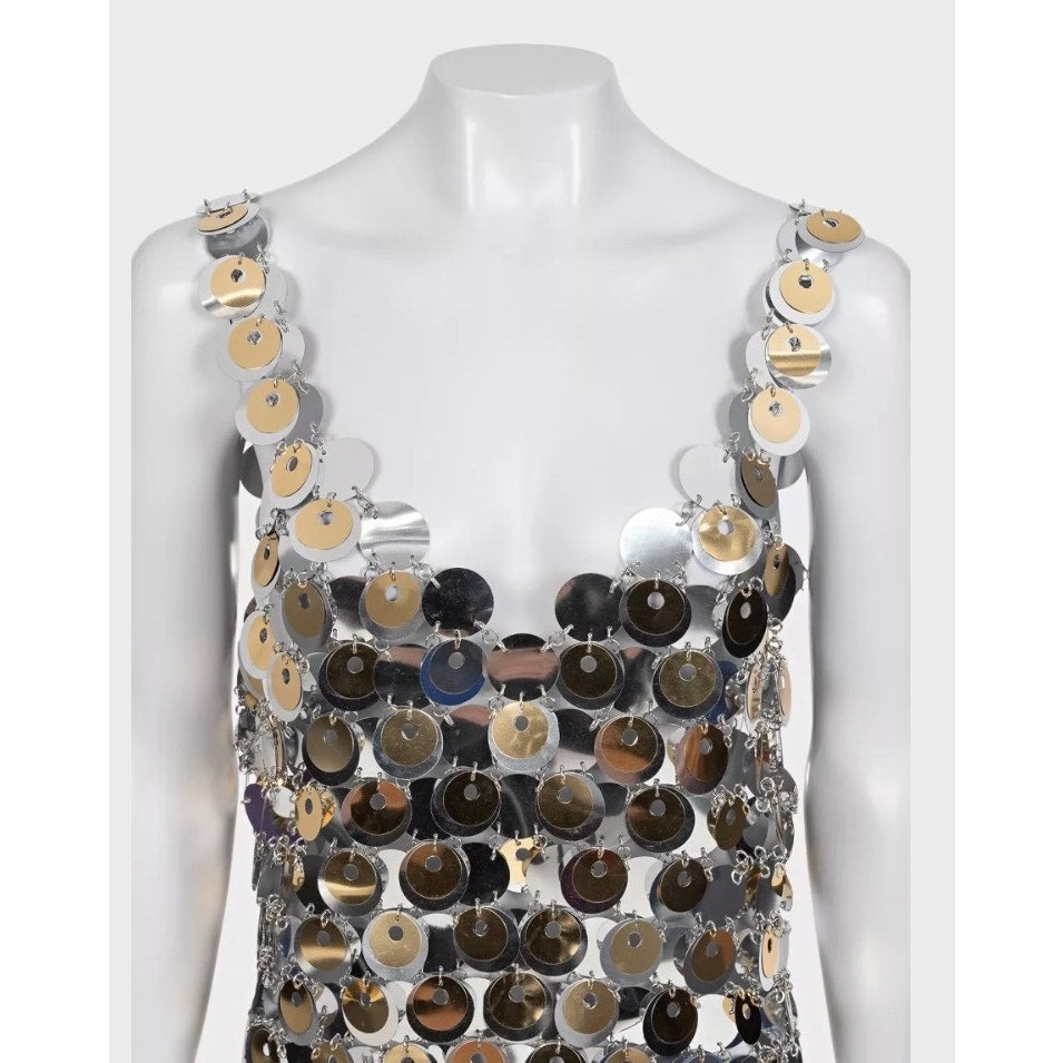 Stunning Paco Rabanne x H&M Silver Metal Dress - Size XL Pre-owned
