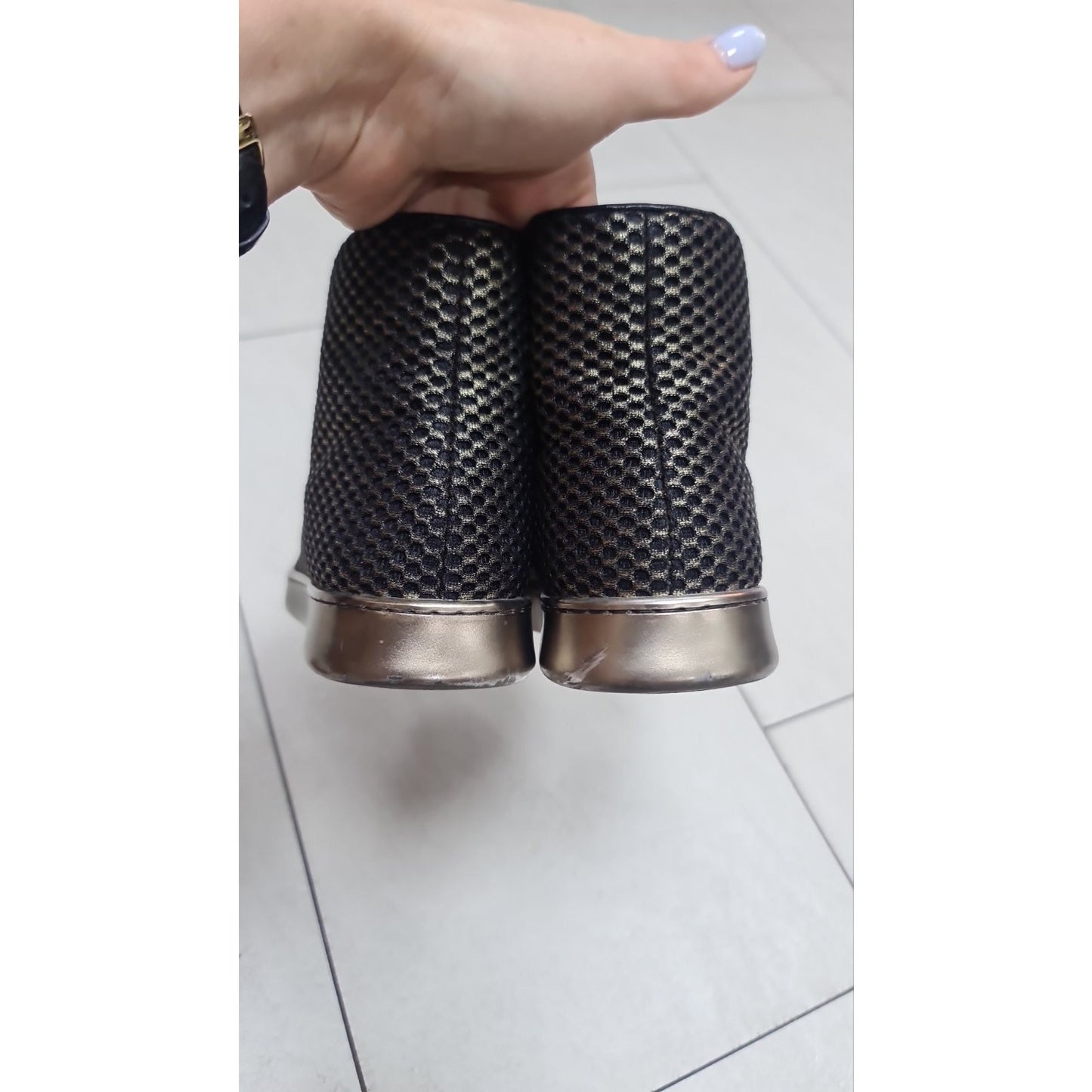 Chanel Lace -Up Glossy High-Top Sneakers  Sz.37,5