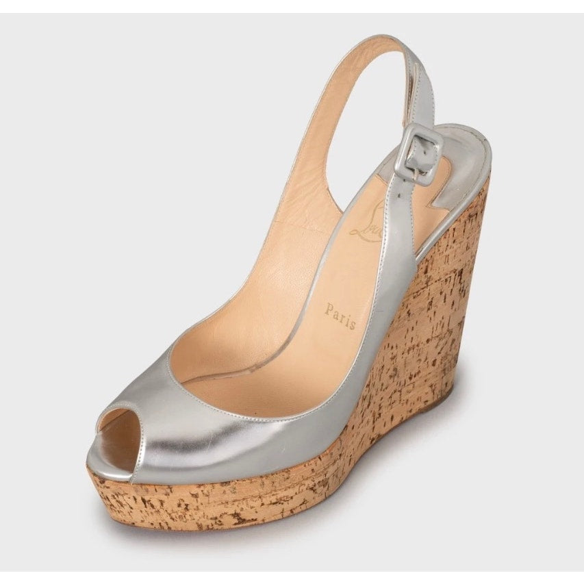 Christian Louboutin Silver Leather Sandals - Size 40 Pre-owned