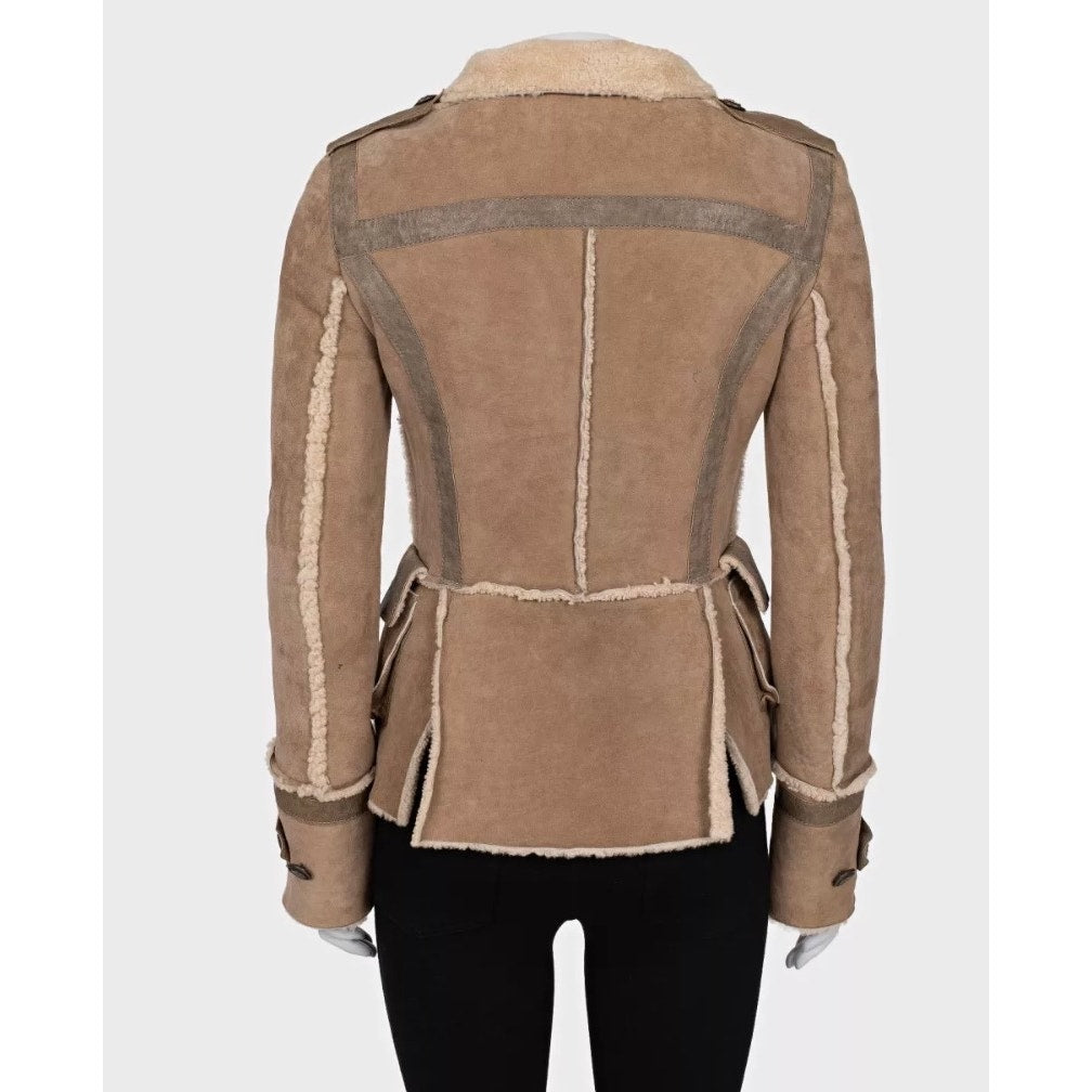 Dolce & Gabbana Brown Lambskin Shearling Coat Sz.40 (S) Pre-owned