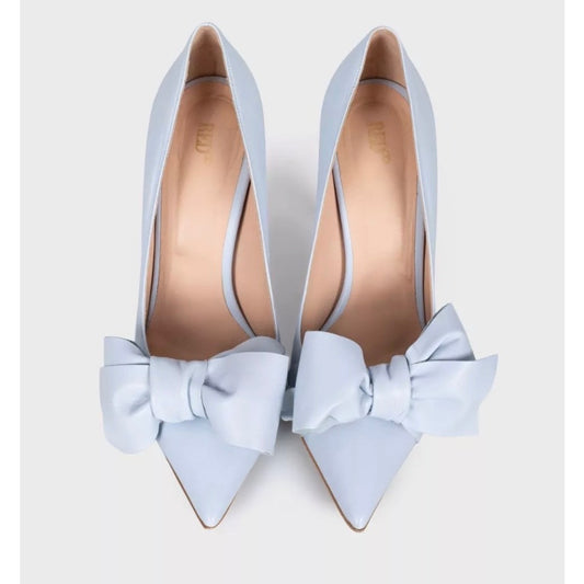 RED Valentino Blue Leather Bow Pumps  Sz.38.5 pre-owned