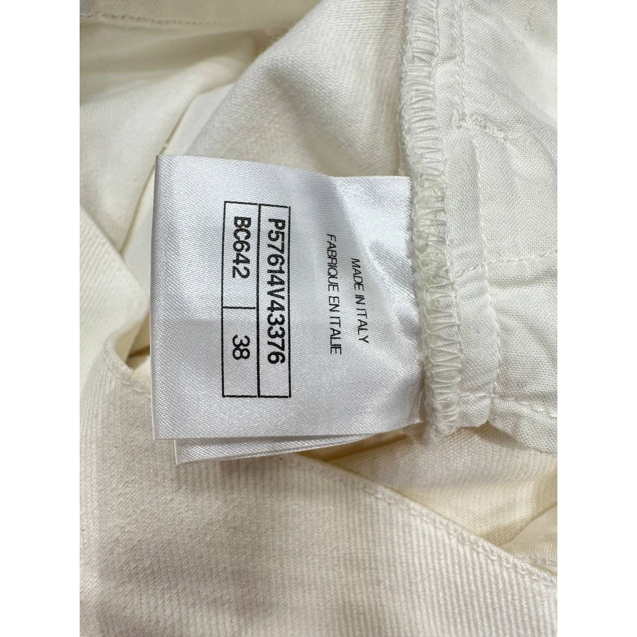 Elegant Chanel White Cotton Globalization Pants - Size 38 Pre-owned