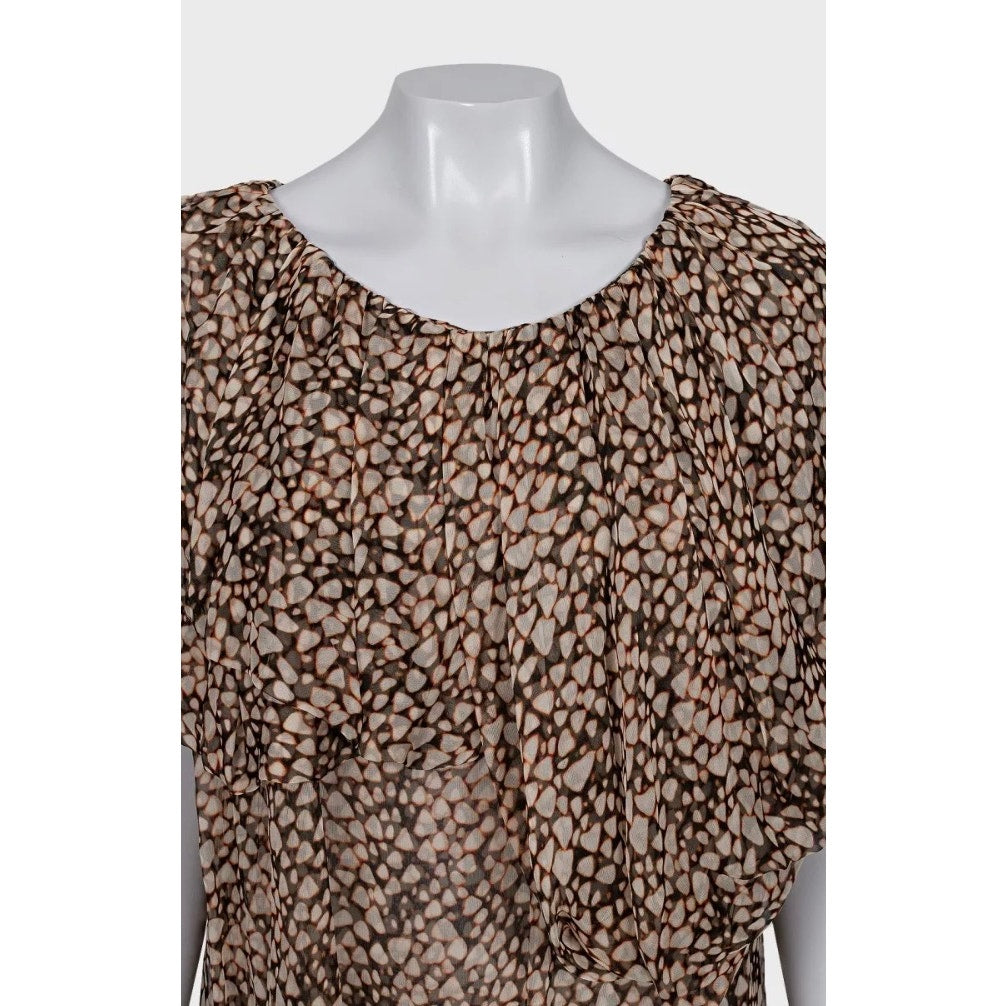 Saint Laurent Asymmetrical Animal Print Silk Dress Sz.38 Pre-owned