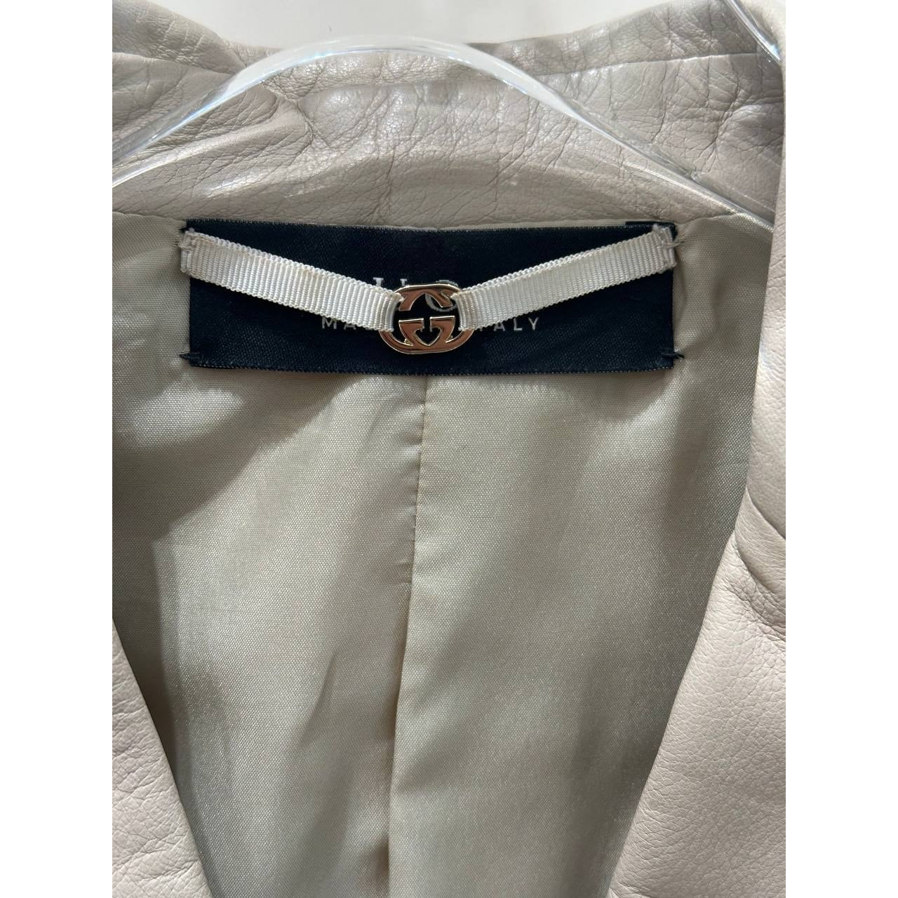 Gucci Vintage Tom Ford Era Ivory Leather Blazer Sz.38 Pre-owned