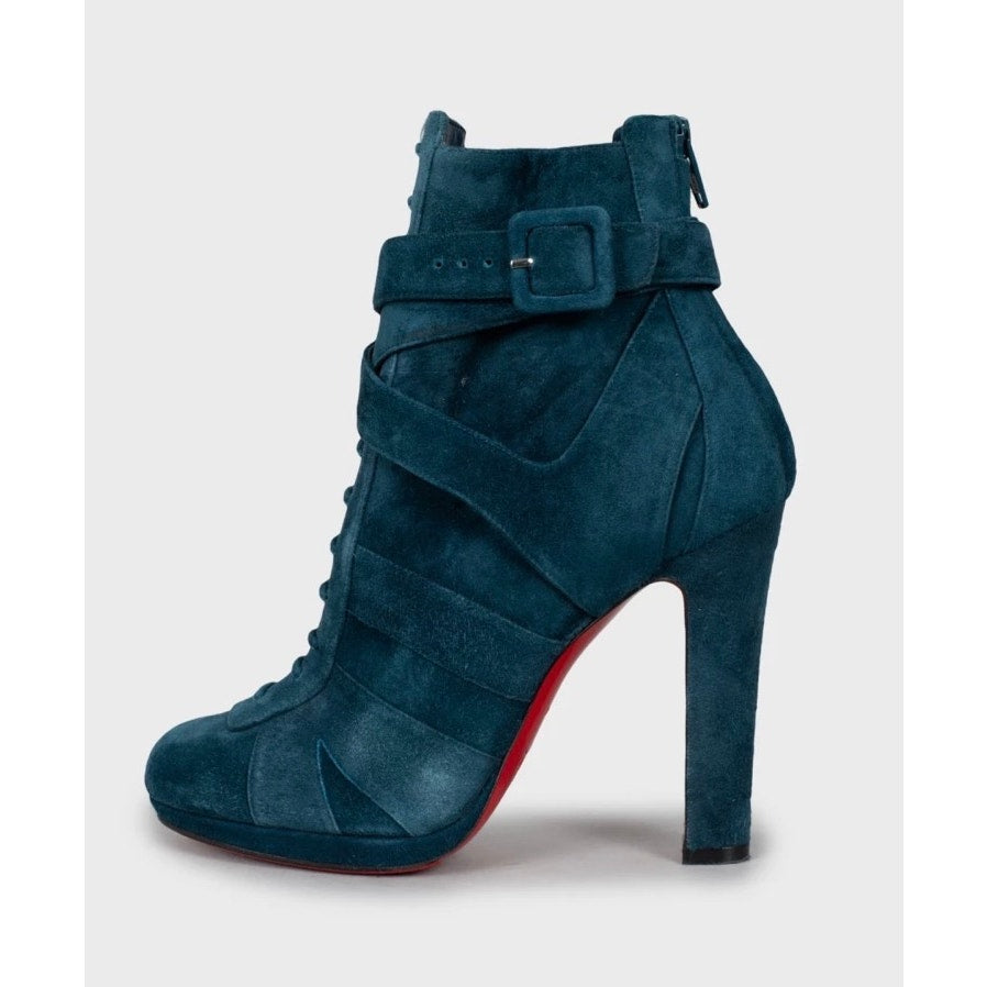 Christian Louboutin Light Blue Suede Ankle Boots Size 37 Pre-owned