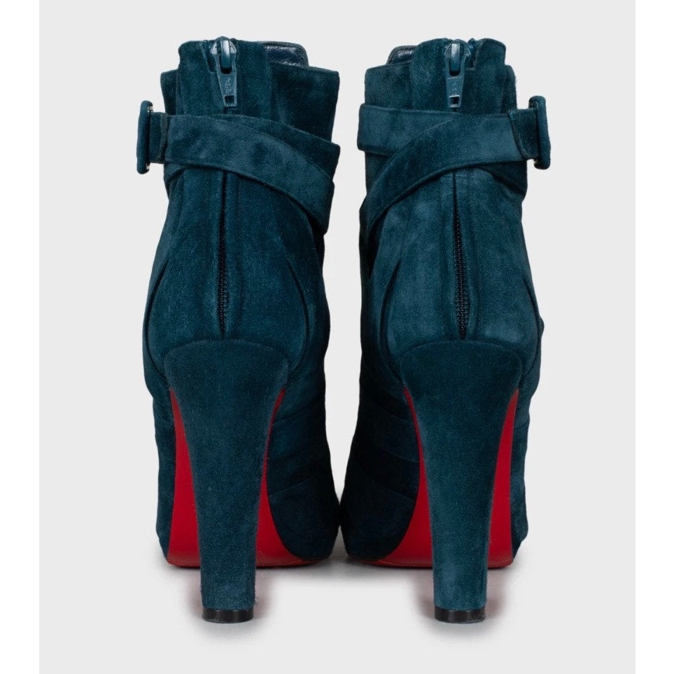 Christian Louboutin Light Blue Suede Ankle Boots Size 37 Pre-owned