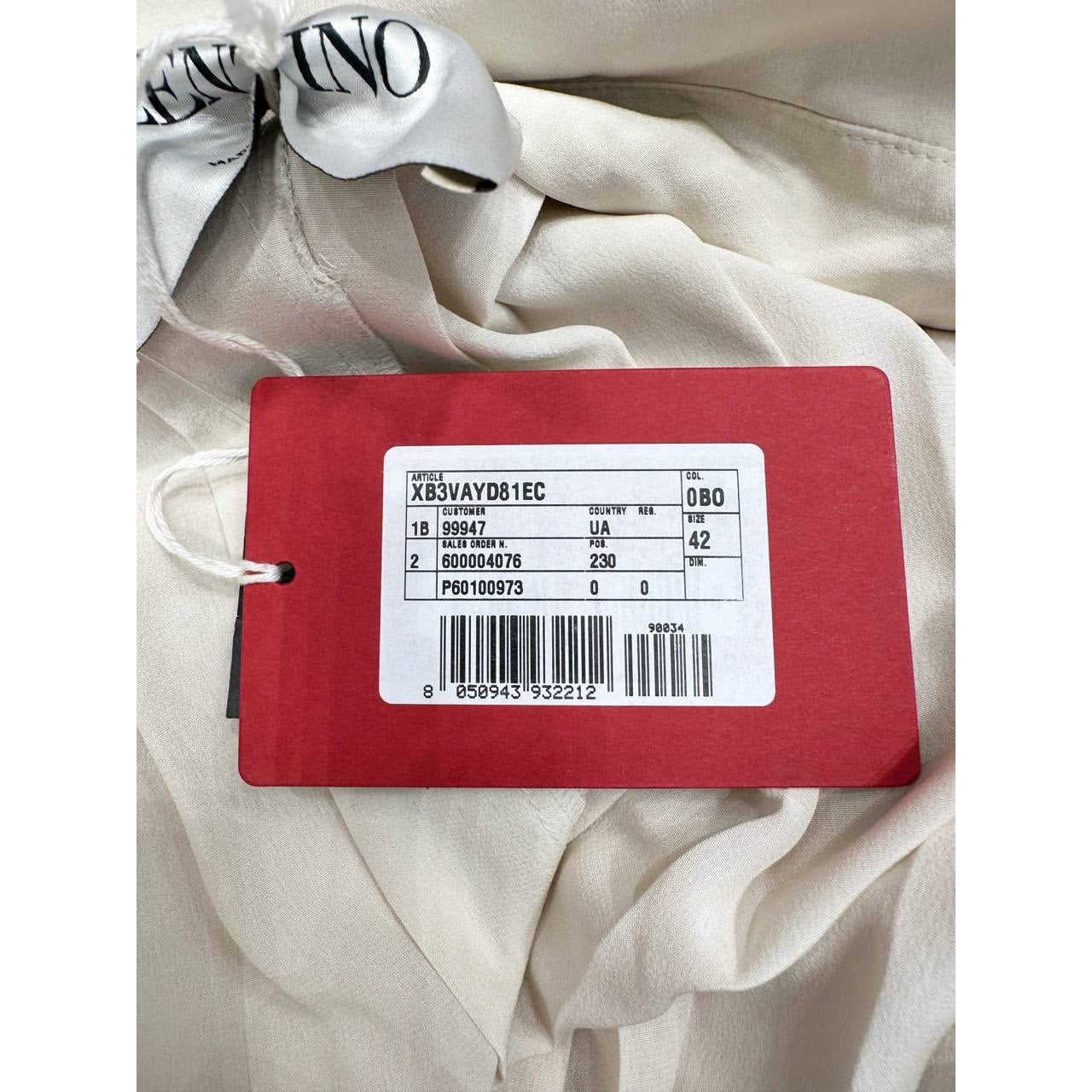 Valentino Camellia Silk Pleated Avorio & Fuchsia Trench Coat Sz.42 pre-owned