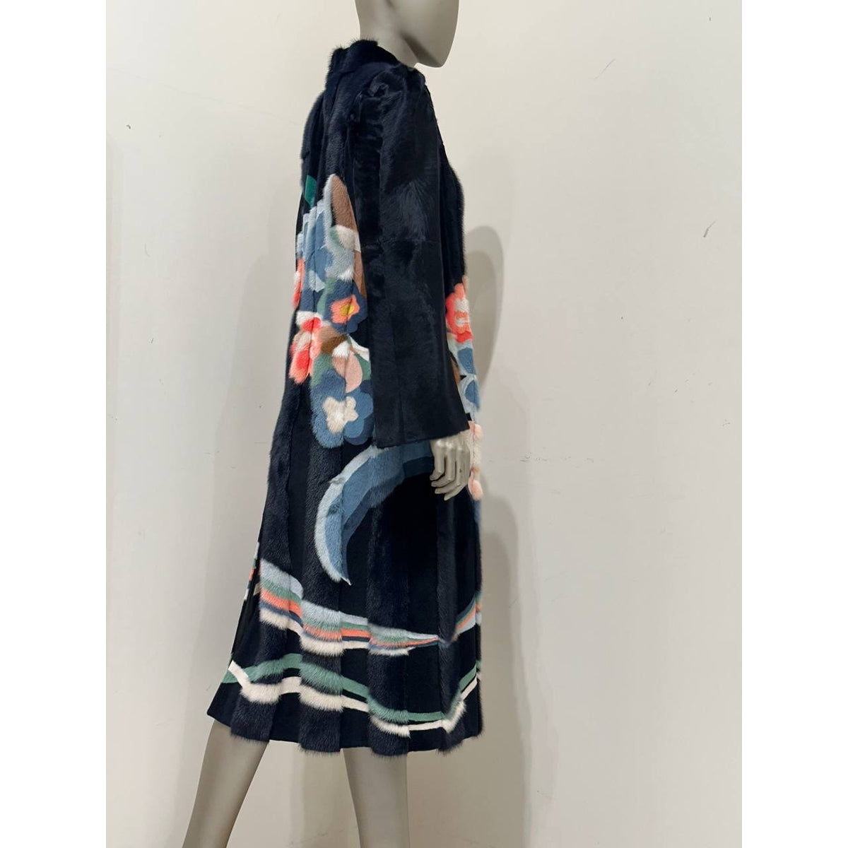 FendiCoat with Multicolor Floral Intarsia Sz.42 Pre-owned