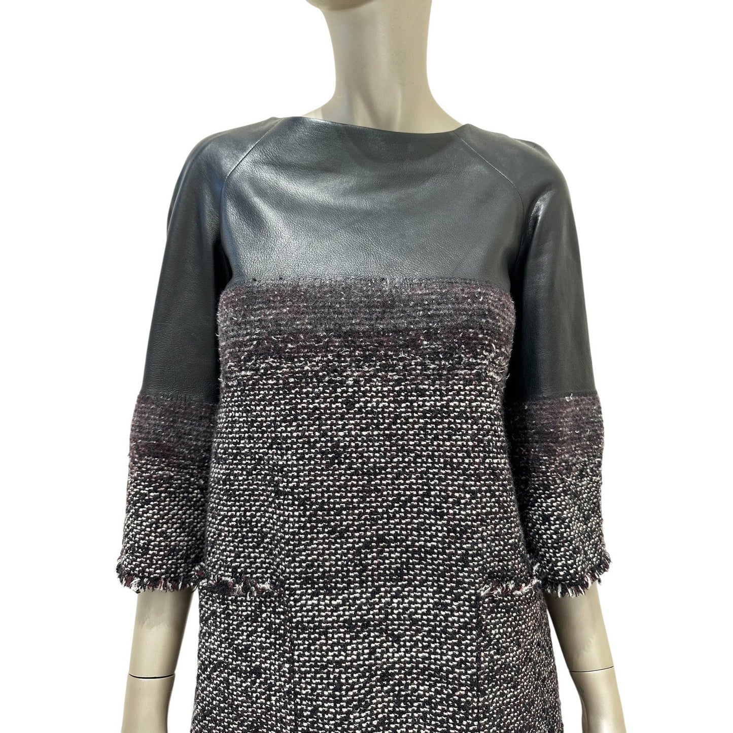 Chanel Tweed & Leather Dress Sz/36 Pre-owned