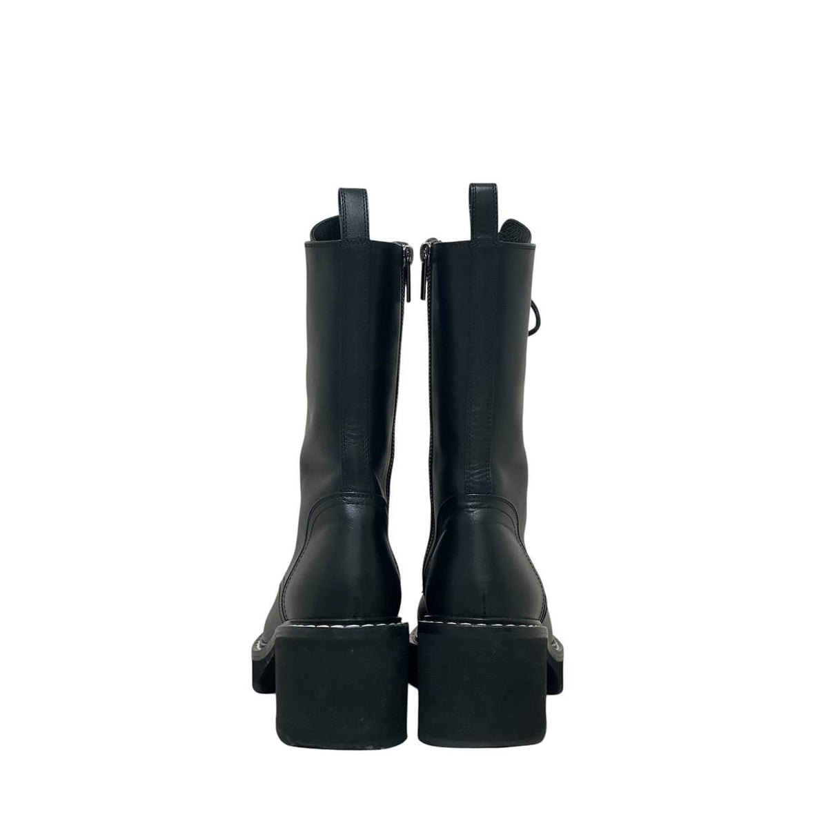 Khaite Black Leather Combat Boots Sz.38.5 Pre-owned