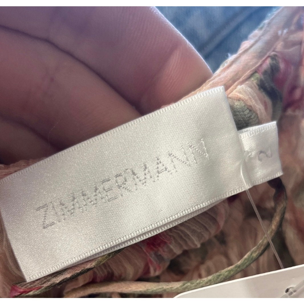 Zimmermann Beige Silk Floral Dress  Sz.2/M Pre-owned