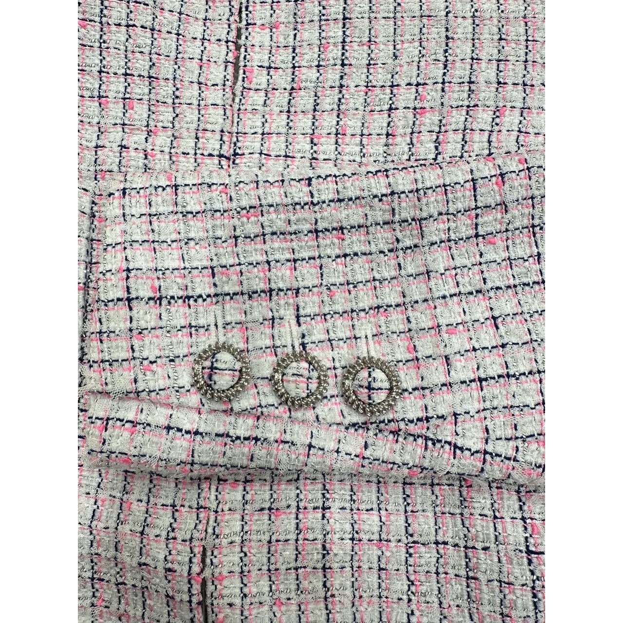 Chanel 14C Pink Tweed Jacket Sz 38 Pre-owned