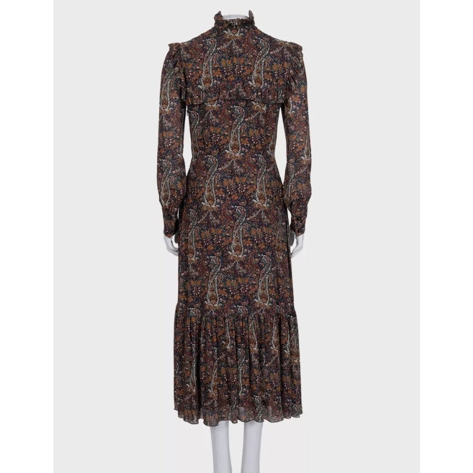 Saint Laurent Floral Viscose Silk Lined Button Dress Sz.38 pre-owned