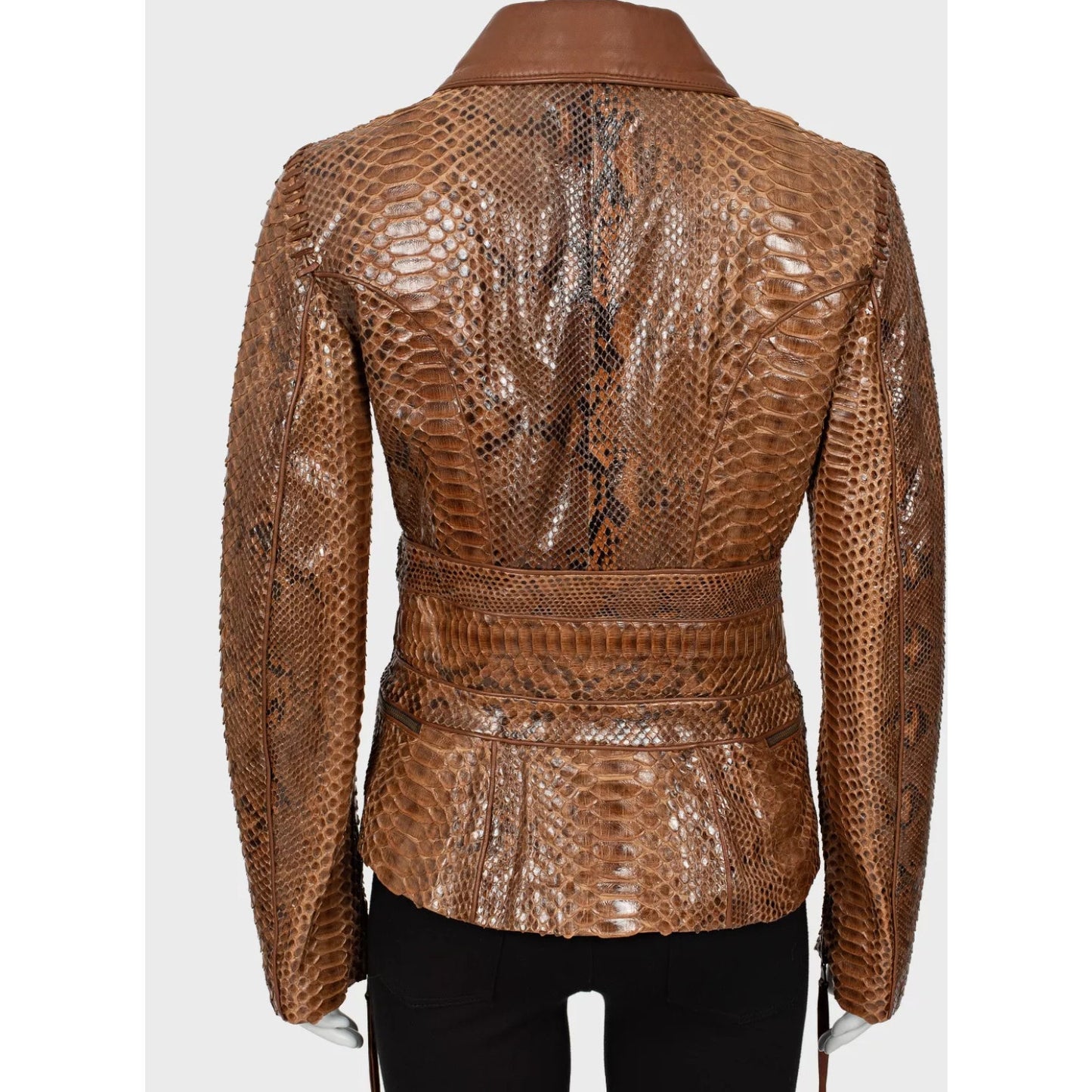 Roberto Cavalli Brown Python Leather Jacket - Size42/ M Pre-owned