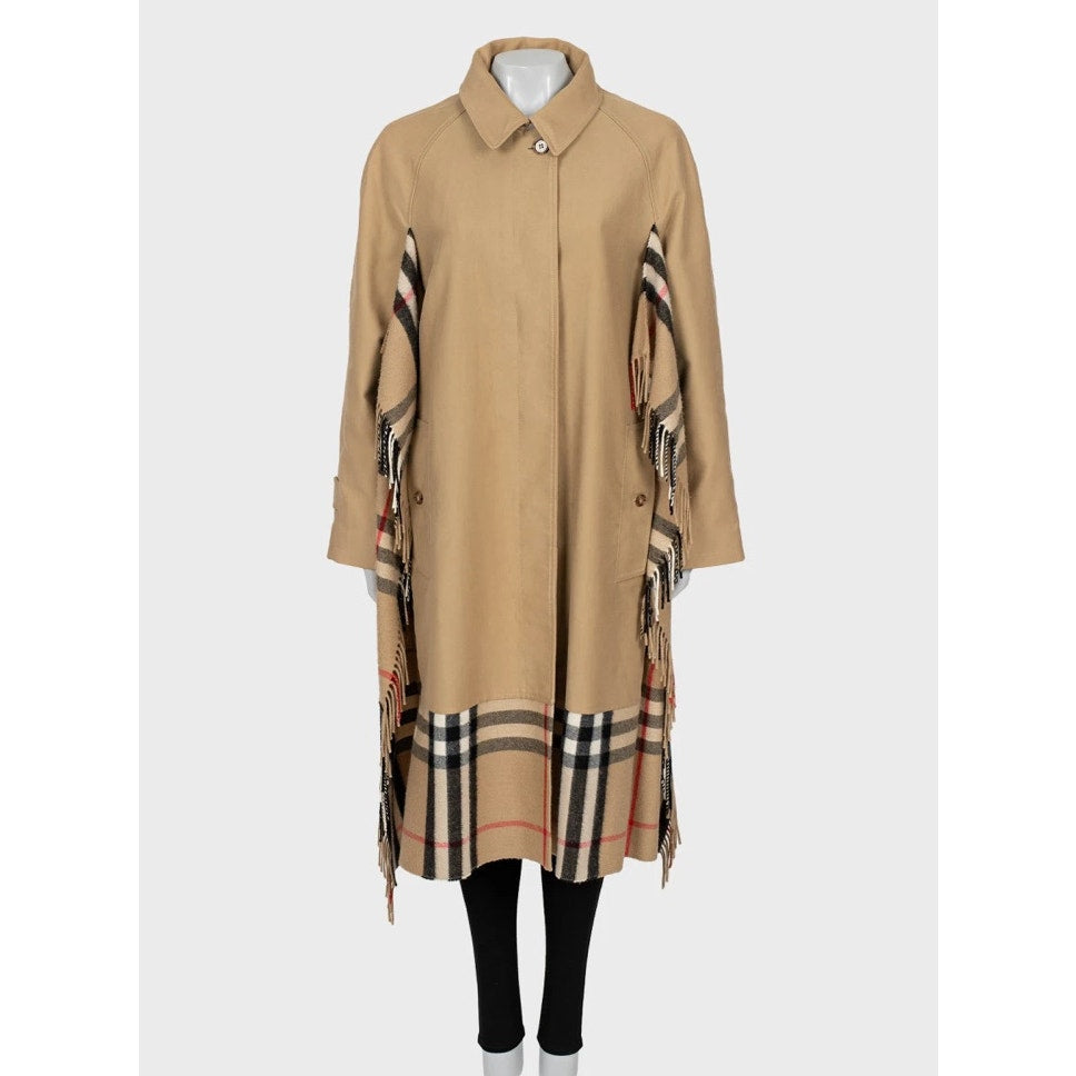 Burberry Beige Check-Trim Cotton Coat – Size UK10 / M Pre-owned