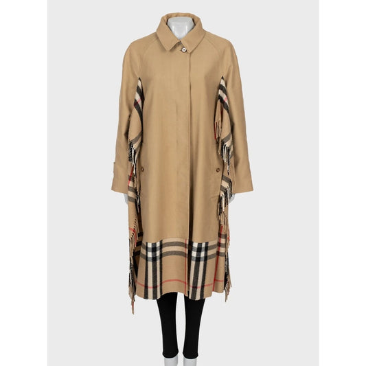 Burberry Beige Check-Trim Cotton Coat – Size UK10 / M Pre-owned