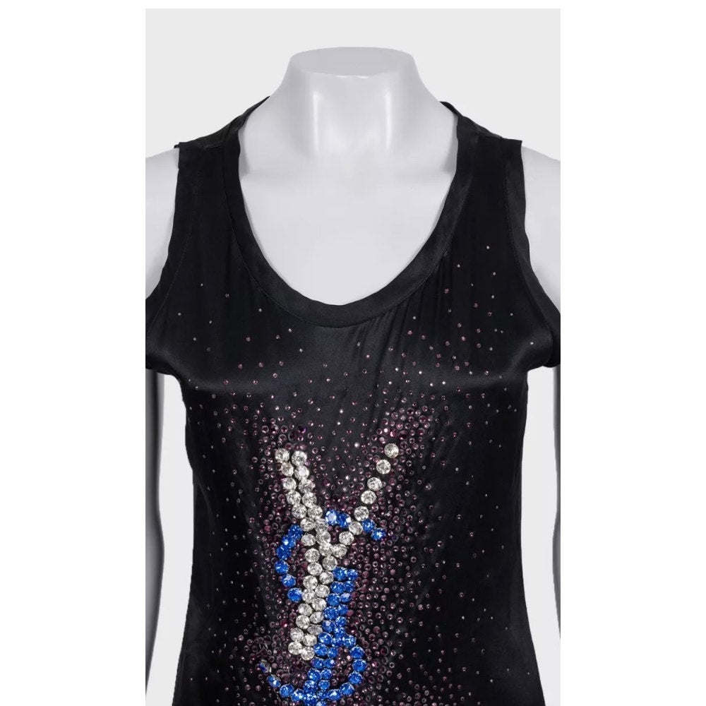 Vintage Yves Saint Laurent Crystal Embellished Silk Tank Top Sz.S Pre-owned