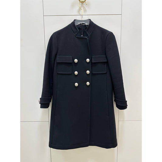 GUCCI Black Wool Military-Style Coat IT 40 pre-owned