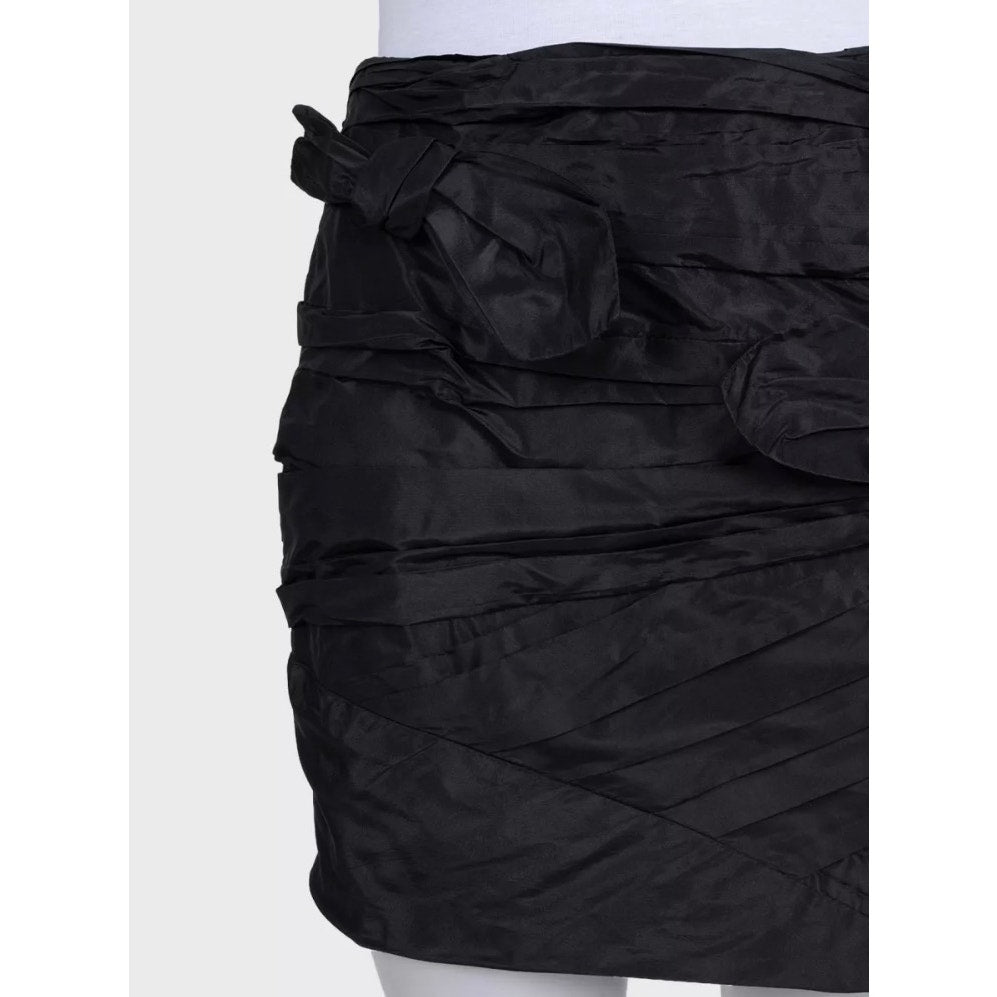 Valentino Black Silk Bow Mini Skirt - Elegant US 6 Pre-owned