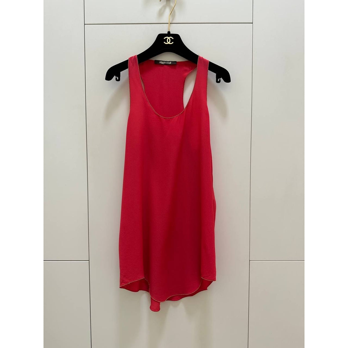 Roberto Cavalli Red Silk Sleeveless Dress, Size 40 pre-owned