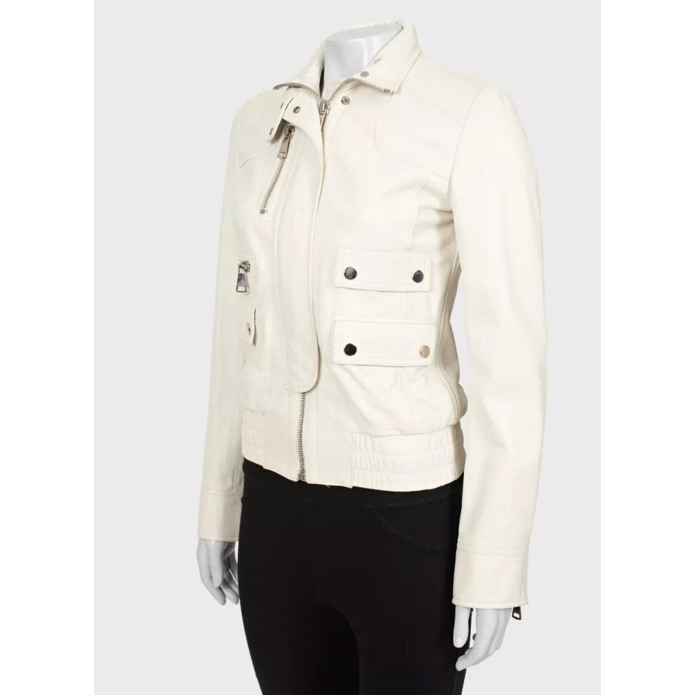 Dolce & Gabbana White Leather Jacket IT 40 / S Pre-owned
